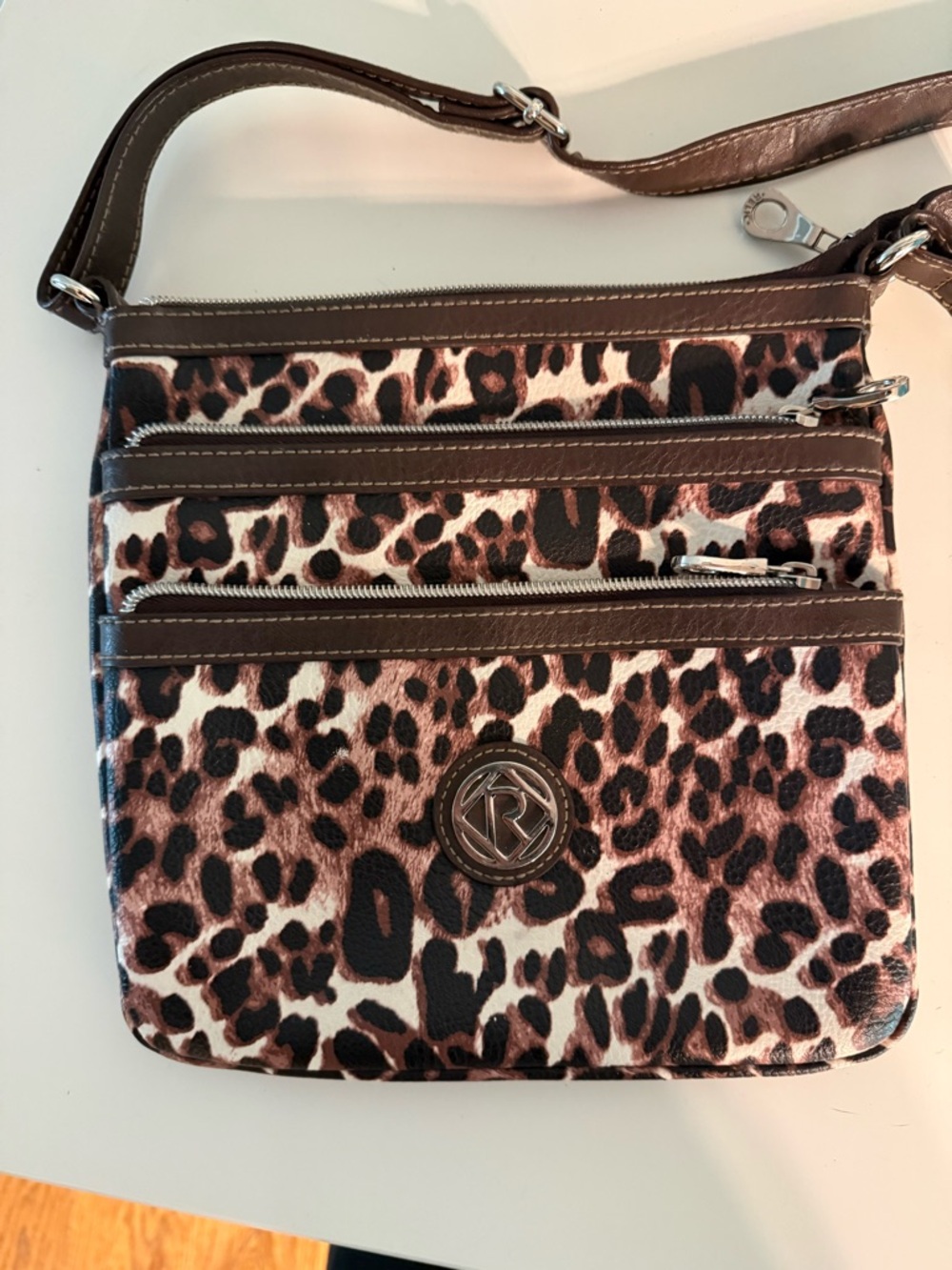 Relic Leopard Print Crossbody Bag in Brown & Black